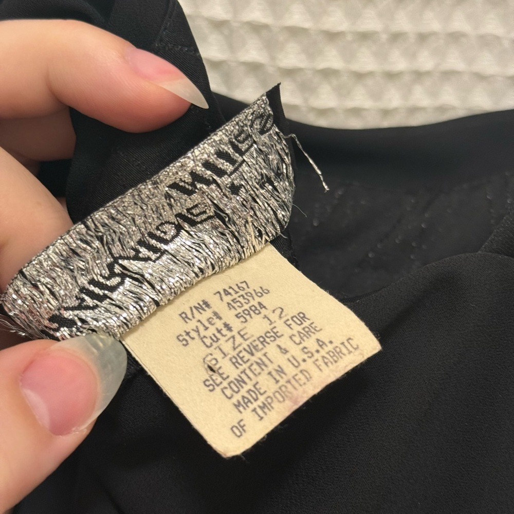 Vintage Black Evening Dress with Sash - size 12 - Picture 10 of 10